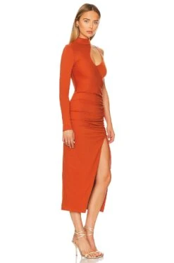 Matilda Midi Dress Burnt Orange -Fashion Clothing Store NBDR WD2772 V2