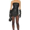 Audrey Leather Mini Dress Black 2 Audrey Leather Mini Dress Black -Fashion Clothing Store NBDR WD2851 V1