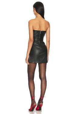 Audrey Leather Mini Dress Black -Fashion Clothing Store NBDR WD2851 V3