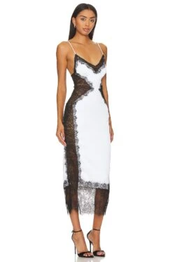 Lilia Midi Dress White & Black 6 Lilia Midi Dress White & Black -Fashion Clothing Store NBDR WD2989 V2