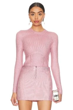 Talya Metallic Coated Sweater Pink