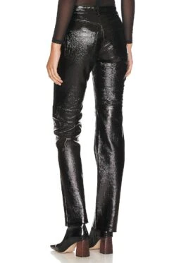 Mid Rise Leather Pant Black -Fashion Clothing Store NBDR WP188 V3