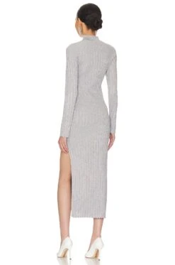 Aksel Reverse Halter Long Sleeve Midi Dress Silver -Fashion Clothing Store NHOX WD400 V3