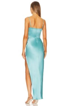 Ariah Cowl Draped Midi Dress Clear Blue -Fashion Clothing Store NHOX WD405 V3