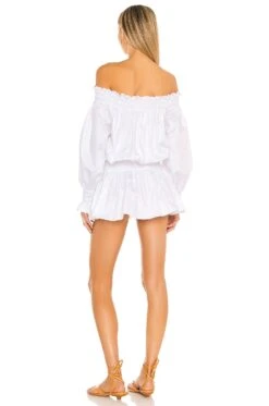 Norma Kamali Peasant Dress White -Fashion Clothing Store NKAM WD276 V3