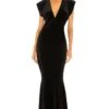 Norma Kamali V Neck Rectangle Gown Black -Fashion Clothing Store NKAM WD307 V1