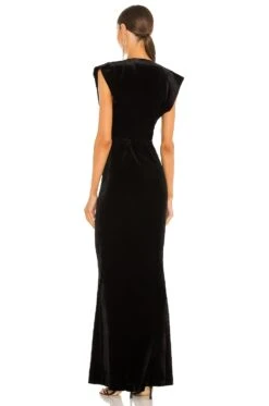 Norma Kamali V Neck Rectangle Gown Black -Fashion Clothing Store NKAM WD307 V3