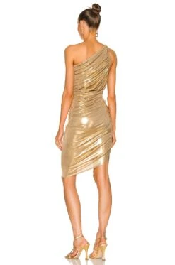 Norma Kamali Diana Mini Dress Gold -Fashion Clothing Store NKAM WD332 V3