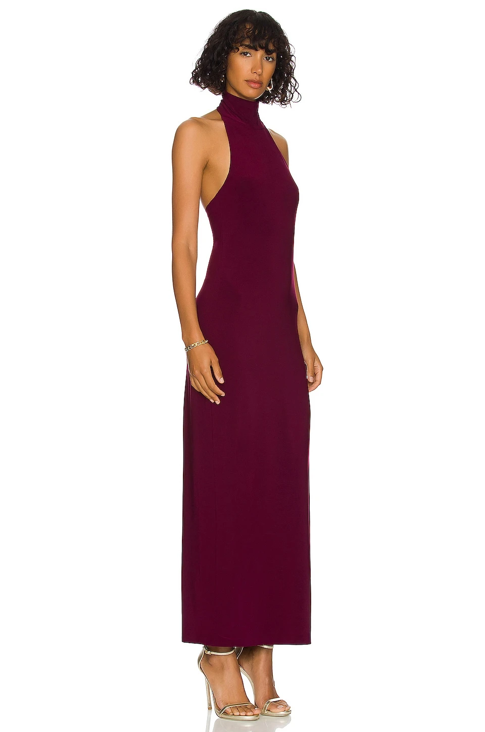 Norma Kamali X REVOLVE Turtle Halter Side Slit Plum 4 Norma Kamali X REVOLVE Turtle Halter Side Slit Plum - Image 2
