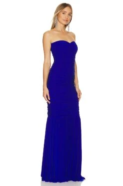 Norma Kamali Slinky Fishtail Gown Cobalt -Fashion Clothing Store NKAM WD420 V2