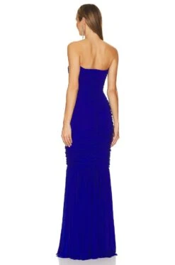 Norma Kamali Slinky Fishtail Gown Cobalt -Fashion Clothing Store NKAM WD420 V3