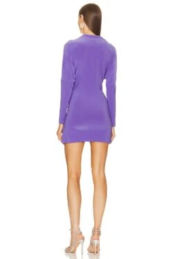 Norma Kamali X REVOLVE Mini Tie Front Nk Shirt Dress Grape -Fashion Clothing Store NKAM WD462 V3
