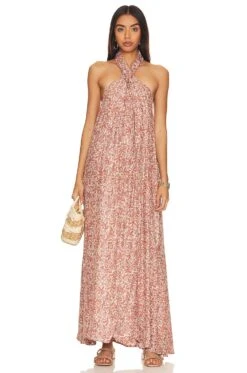 Astrid Maxi Dress Gloriosa Print Sandstone -Fashion Clothing Store NMAR WD55 V1 2