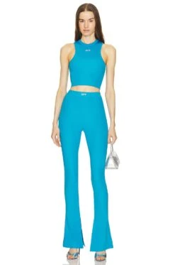 Off-White Sleek Split Leggings Blue -Fashion Clothing Store OFFR WP44 V4