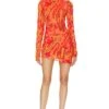 X REVOLVE Asymmetrical Mini Dress Orange & Red Combo
