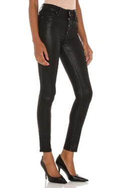 Paige Hoxton Ultra Skinny With Exposed Buttonfly Black Fog Luxe Coating -Fashion Clothing Store PAIG WJ1388 V2