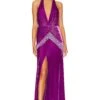 Plunge Velvet Maxi Dress Purple Velvet -Fashion Clothing Store PBTO WD168 V1