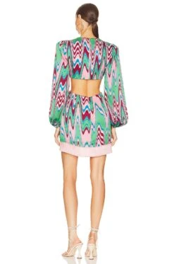 Wave Mini Dress Green Multi -Fashion Clothing Store PBTO WD186 V3