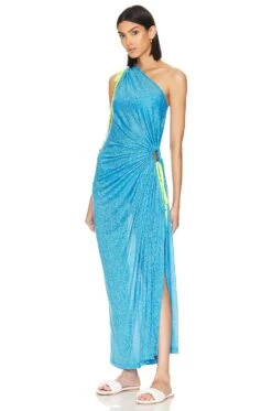 One Shoulder Dress Blue -Fashion Clothing Store PITR WD97 V3