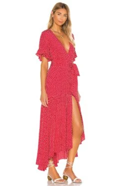 Solana Maxi Dress Red & White Dot -Fashion Clothing Store PRIP WD1011 V2