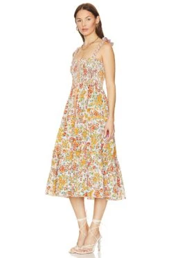 Triny Midi Dress ORANGE AQUARELLE -Fashion Clothing Store PSTB WD229 V3