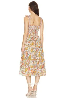 Triny Midi Dress ORANGE AQUARELLE -Fashion Clothing Store PSTB WD229 V4