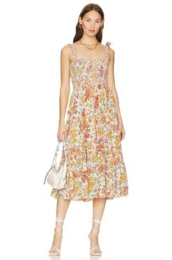 Triny Midi Dress ORANGE AQUARELLE -Fashion Clothing Store PSTB WD229 V5