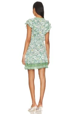 Camila Mini Dress GREEN MID 70'S GARDEN -Fashion Clothing Store PSTB WD231 V3