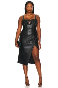 Gwen Faux Leather Dress Black