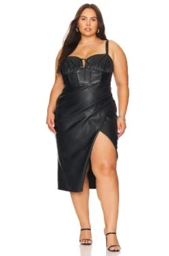 Gwen Faux Leather Dress Black -Fashion Clothing Store REMX WD39 V3