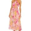 Midi Dress Pink & Peach -Fashion Clothing Store ROCS WD215 V1