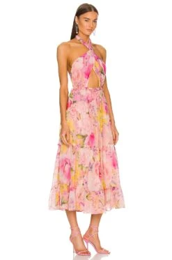 Midi Dress Pink & Peach -Fashion Clothing Store ROCS WD215 V2