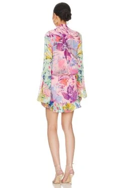 Zazu Tie Mini Dress Motley Tropical -Fashion Clothing Store ROCS WD243 V3