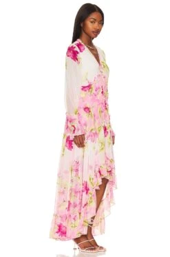 Ren Hi-low Maxi Dress Pink Lotues -Fashion Clothing Store ROCS WD260 V2