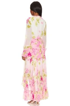 Ren Hi-low Maxi Dress Pink Lotues -Fashion Clothing Store ROCS WD260 V3