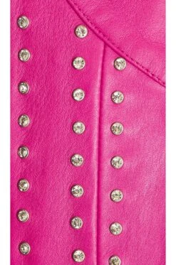 Castor Leather Jacket Neon Pink & Crystal -Fashion Clothing Store ROFR WO81 V6