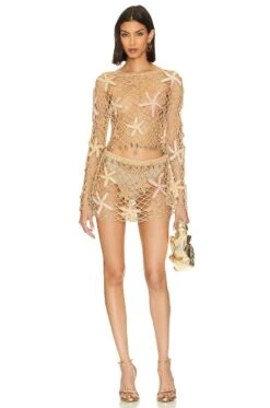 Etta Skirt Almond Lurex -Fashion Clothing Store ROFR WQ120 V4