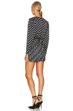 Lyric Dress Printed Charmeuse Big Polka Dot Black & White -Fashion Clothing Store RONR WD572 V3