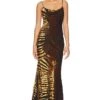Scarlette Dress Velvet Burnout Amber/black -Fashion Clothing Store RONR WD573 V1