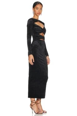 Normella Dress Crushed Velvet Black -Fashion Clothing Store RONR WD575 V2