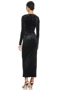 Normella Dress Crushed Velvet Black -Fashion Clothing Store RONR WD575 V3