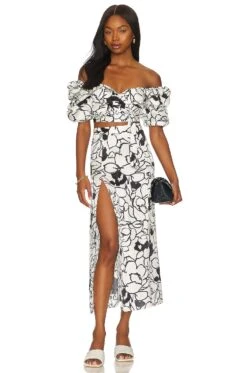 Marlo Skirt Floral Noir Print -Fashion Clothing Store RONR WQ140 V4