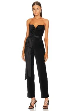 Sabine Cat Jumpsuit & Sash Belt Black