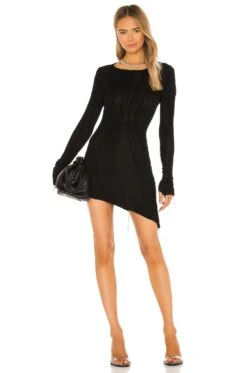 Asymmetric Baby Rib Mini Dress White -Fashion Clothing Store SAMR WD1 V1