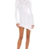 Asymmetric Baby Rib Mini Dress White -Fashion Clothing Store SAMR WD4 V1