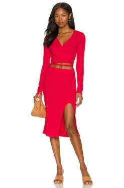 Sanctuary Higher Rib Pencil Skirt Ruby -Fashion Clothing Store SANC WQ48 V4