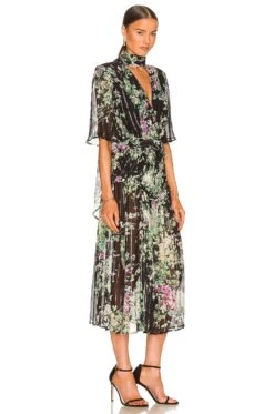 Lunetta Midi Dress Black Floral -Fashion Clothing Store SBNA WD106 V2