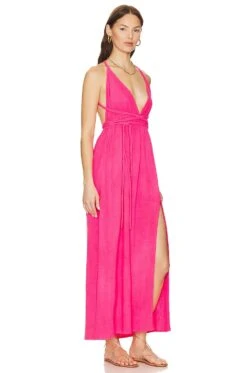 Sybille Dress Cotton Gauze Fuchsia -Fashion Clothing Store SDRE WD193 V2