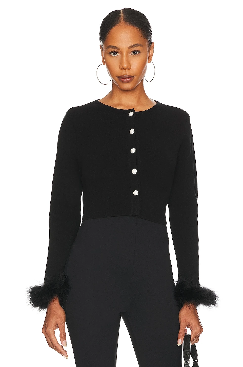 Detachable Feathers Knit Cardigan Black 4 Detachable Feathers Knit Cardigan Black - Image 2