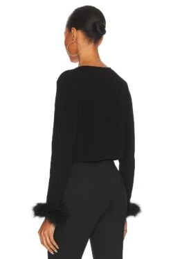 Detachable Feathers Knit Cardigan Black 10 Detachable Feathers Knit Cardigan Black -Fashion Clothing Store SEPE WK1 V4